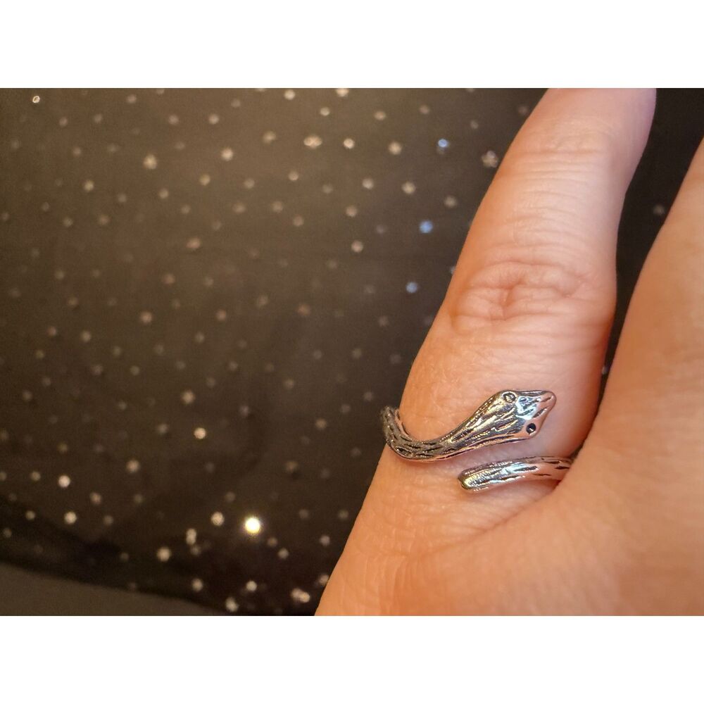 Snake Ring Size 6.5 Silver Tone, Wrap Serpent Statement Ring